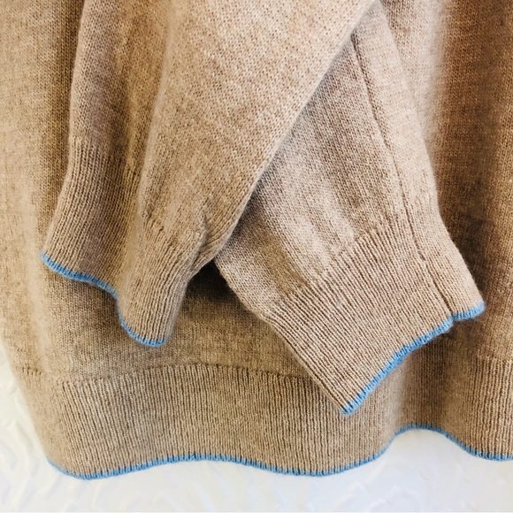 Lucy & Laurel Penguin Lambs Wool & Cashmere Blend Tan Holiday Christmas Sweater - Picture 8 of 12